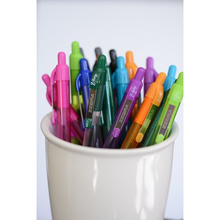 Zebra Pen Z-Grip Ballpoint Pen, Retractable, Med 1mm, Assorted Business/Artistic Ink Color, Clear Barrel, 24PK 12223